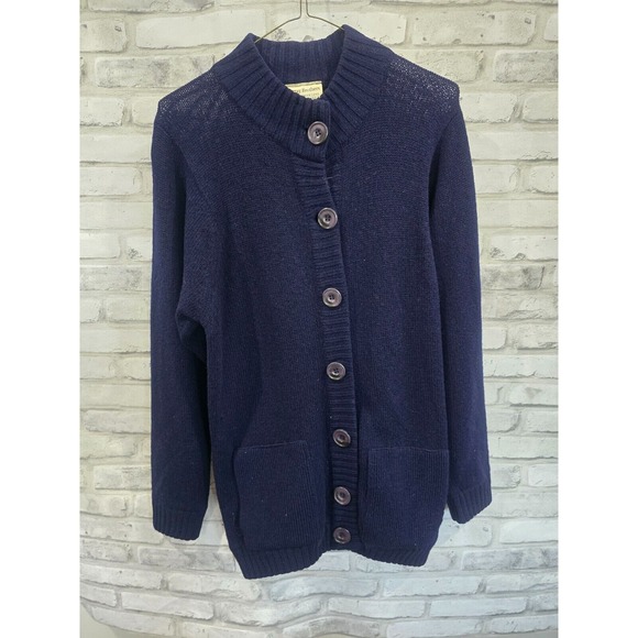 Murray Brothers Scottish Woollens Pure New Wool Cardigan Navy‎ Blue Sz 38 Flaw - Picture 1 of 10